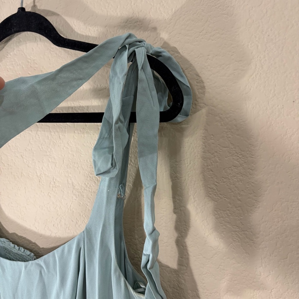 Reformation Celadon Green Blue Westerly Tie Strap Maxi Gown Dress Sz 10 Wedding - Picture 8 of 16